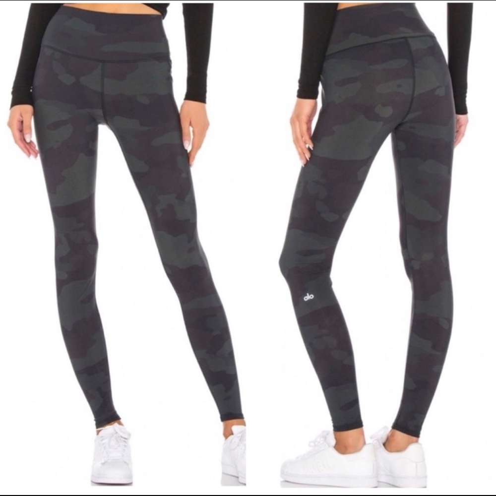 ALO Women's Leggings Black/Gray Camo Size XS